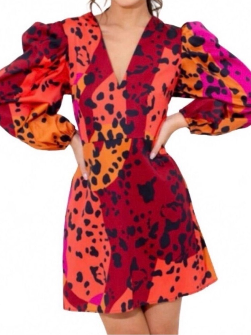 Alden Adair Bridgette mini dress in a multicolored panthera print Size XS